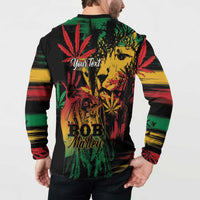 Personalized Reggae King Marley One Love Button Sweatshirt Rastafarian Lion Grunge