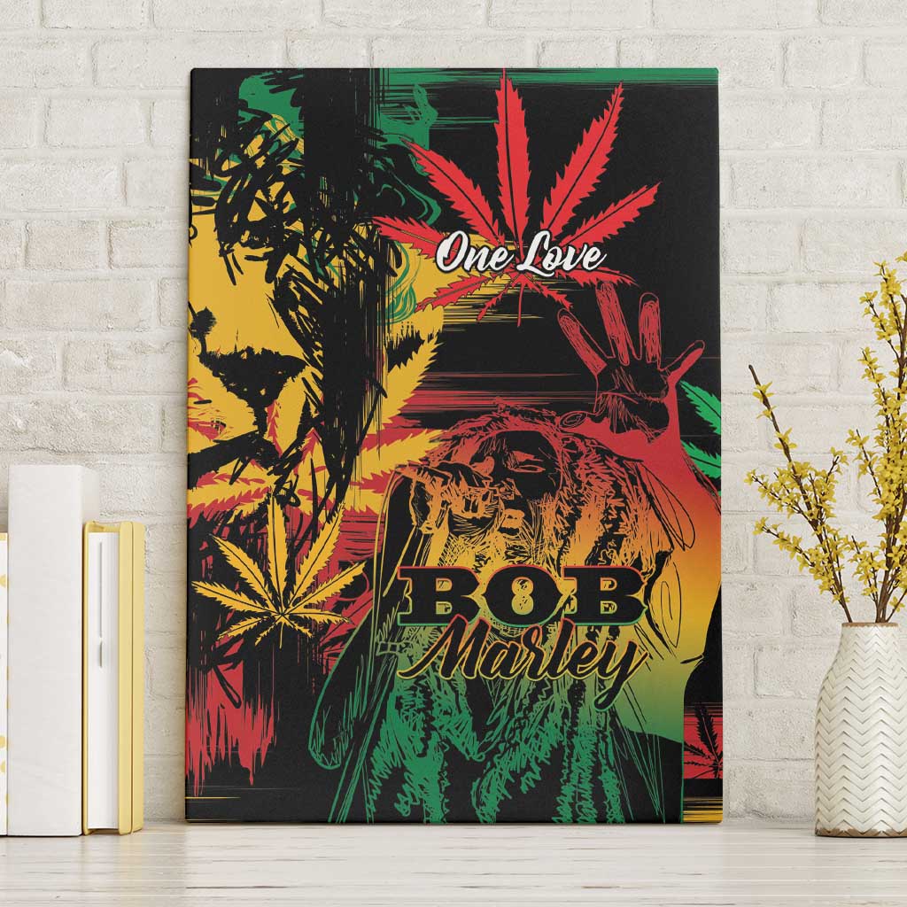 Reggae King Marley One Love Canvas Wall Art Rastafarian Lion Grunge