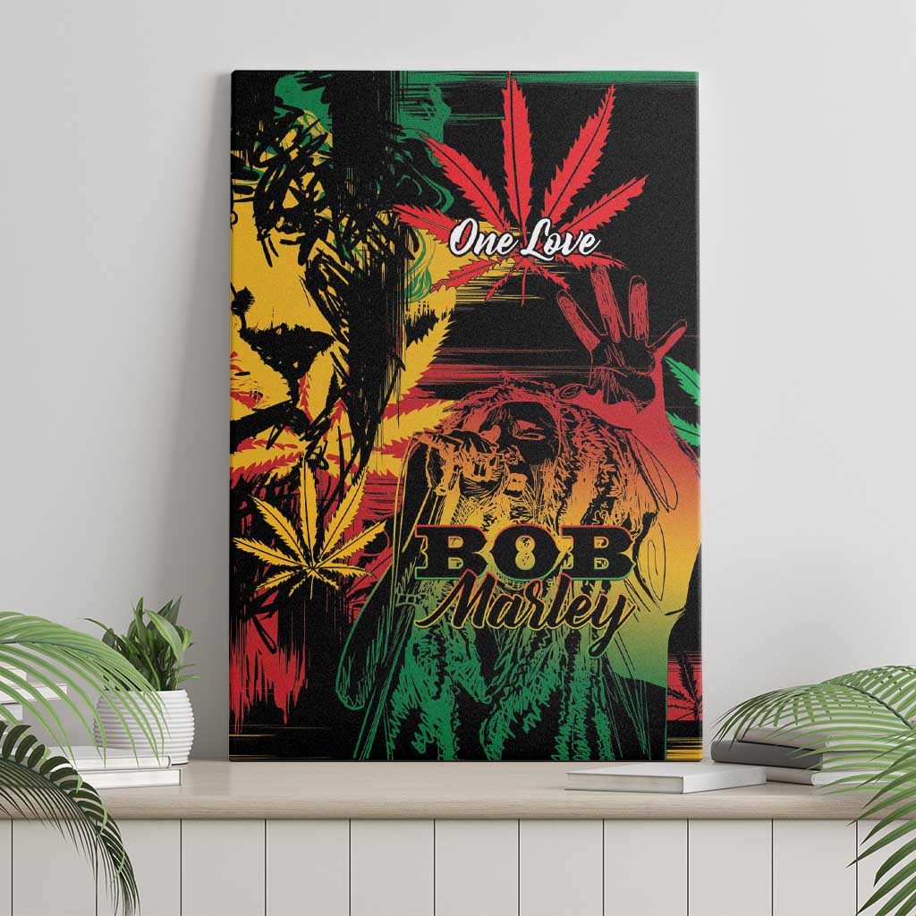 Reggae King Marley One Love Canvas Wall Art Rastafarian Lion Grunge