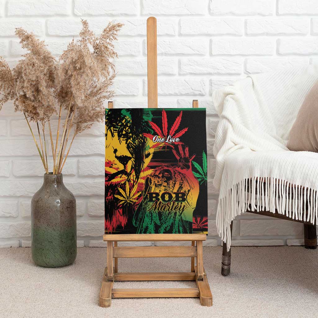 Reggae King Marley One Love Canvas Wall Art Rastafarian Lion Grunge