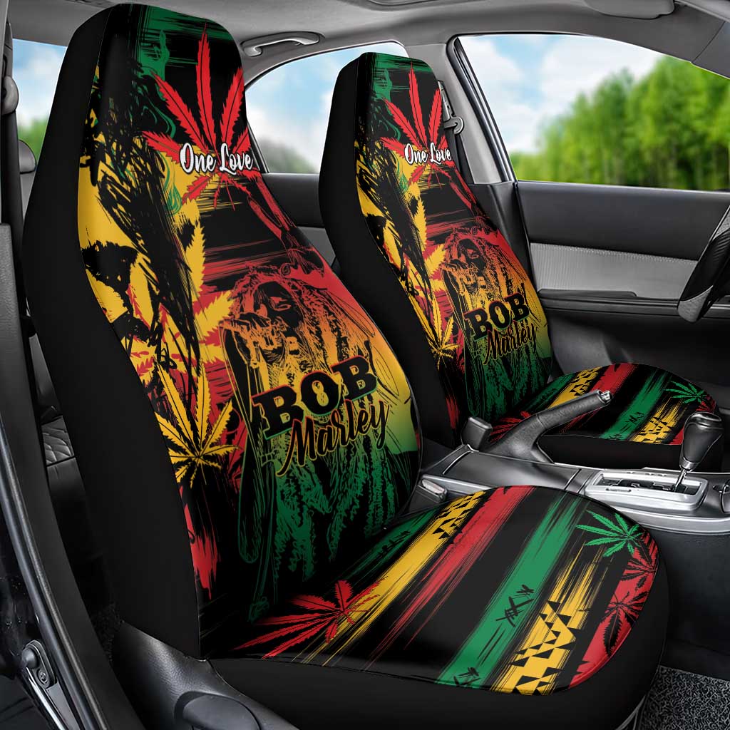 Reggae King Marley One Love Car Seat Cover Rastafarian Lion Grunge