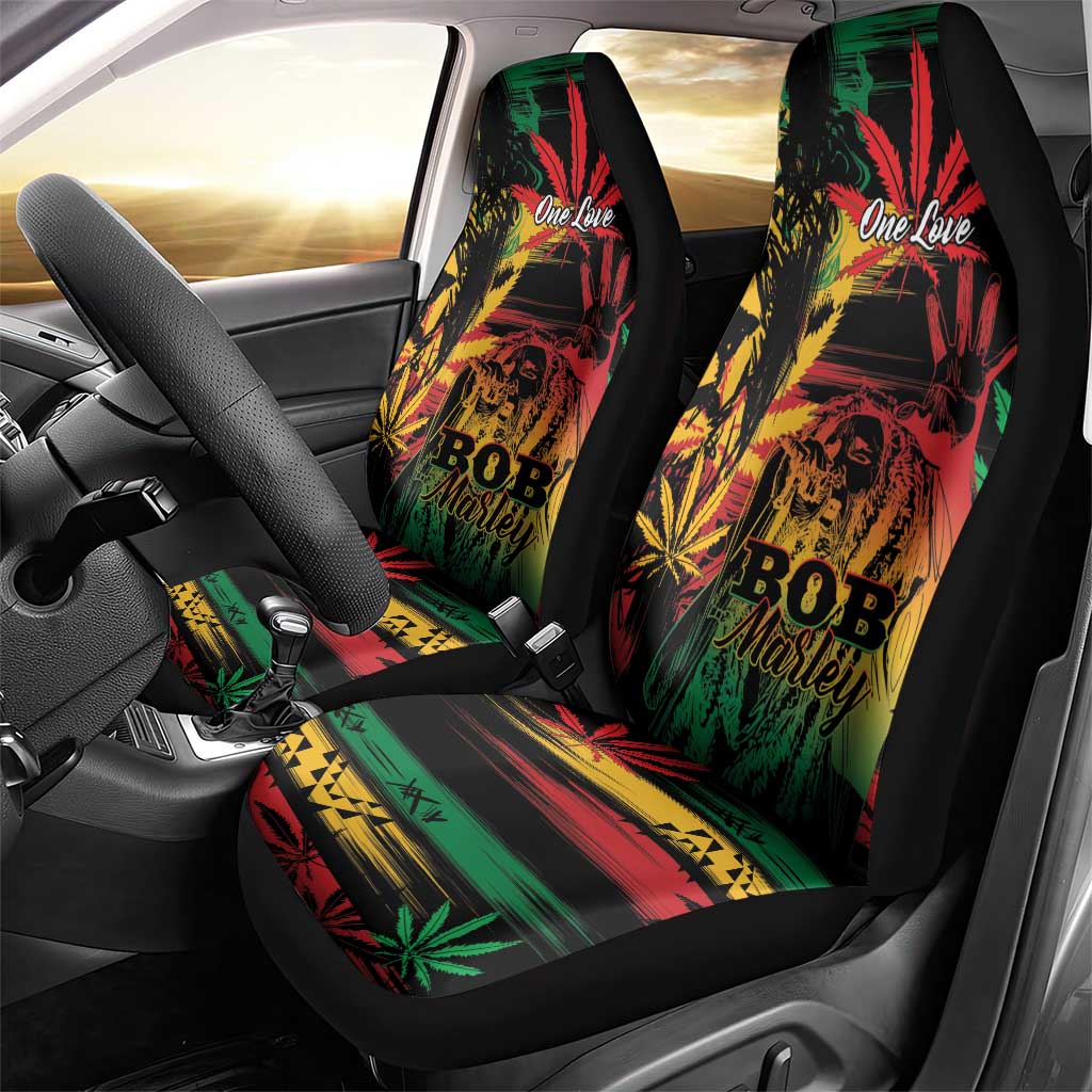 Reggae King Marley One Love Car Seat Cover Rastafarian Lion Grunge