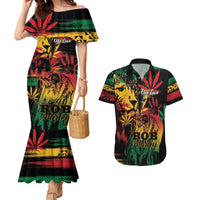 Personalized Reggae King Marley One Love Couples Matching Mermaid Dress and Hawaiian Shirt Rastafarian Lion Grunge