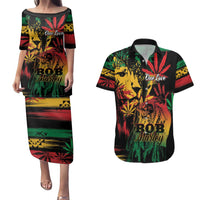 Personalized Reggae King Marley One Love Couples Matching Puletasi and Hawaiian Shirt Rastafarian Lion Grunge