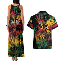 Personalized Reggae King Marley One Love Couples Matching Tank Maxi Dress and Hawaiian Shirt Rastafarian Lion Grunge