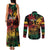 Personalized Reggae King Marley One Love Couples Matching Tank Maxi Dress and Long Sleeve Button Shirt Rastafarian Lion Grunge