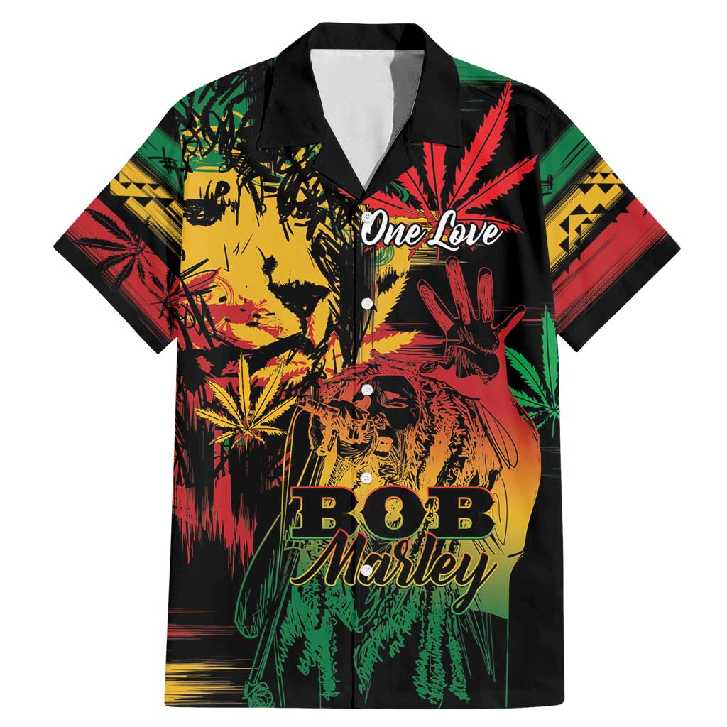 Personalized Reggae King Marley One Love Family Matching Mermaid Dress and Hawaiian Shirt Rastafarian Lion Grunge