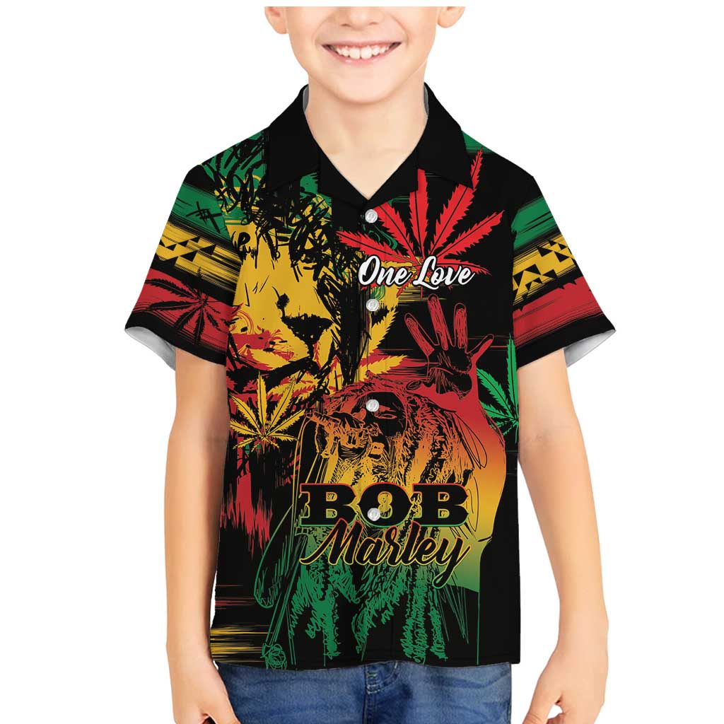 Personalized Reggae King Marley One Love Family Matching Mermaid Dress and Hawaiian Shirt Rastafarian Lion Grunge