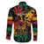 Personalized Reggae King Marley One Love Family Matching Off Shoulder Maxi Dress and Hawaiian Shirt Rastafarian Lion Grunge
