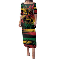 Personalized Reggae King Marley One Love Family Matching Puletasi and Hawaiian Shirt Rastafarian Lion Grunge