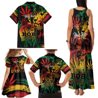 Personalized Reggae King Marley One Love Family Matching Tank Maxi Dress and Hawaiian Shirt Rastafarian Lion Grunge