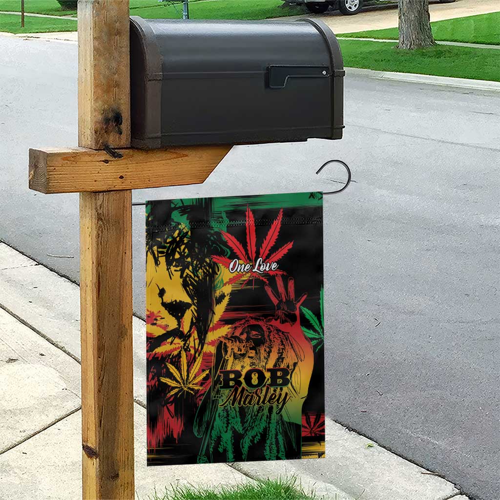 Reggae King Marley One Love Garden Flag Rastafarian Lion Grunge