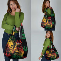 Reggae King Marley One Love Grocery Bag Rastafarian Lion Grunge