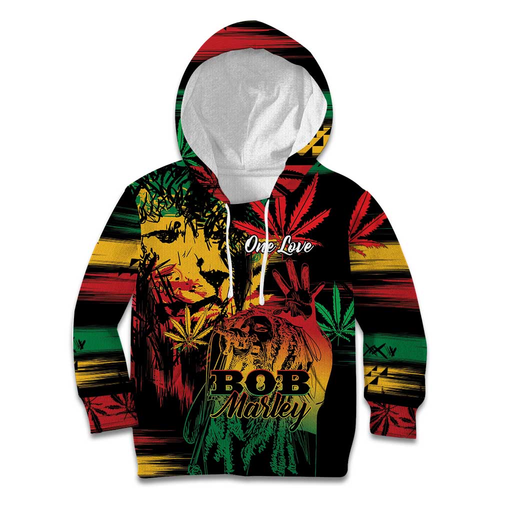Personalized Reggae King Marley One Love Kid Hoodie Rastafarian Lion Grunge