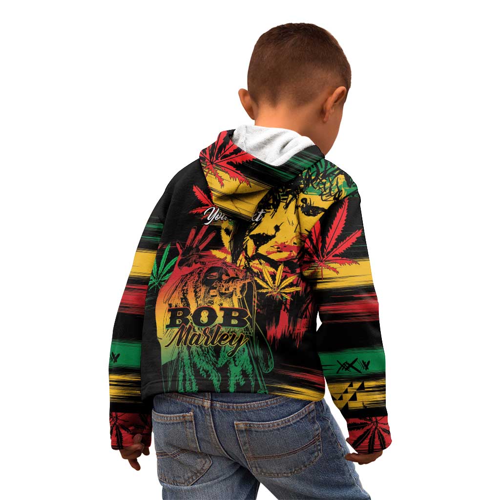 Personalized Reggae King Marley One Love Kid Hoodie Rastafarian Lion Grunge