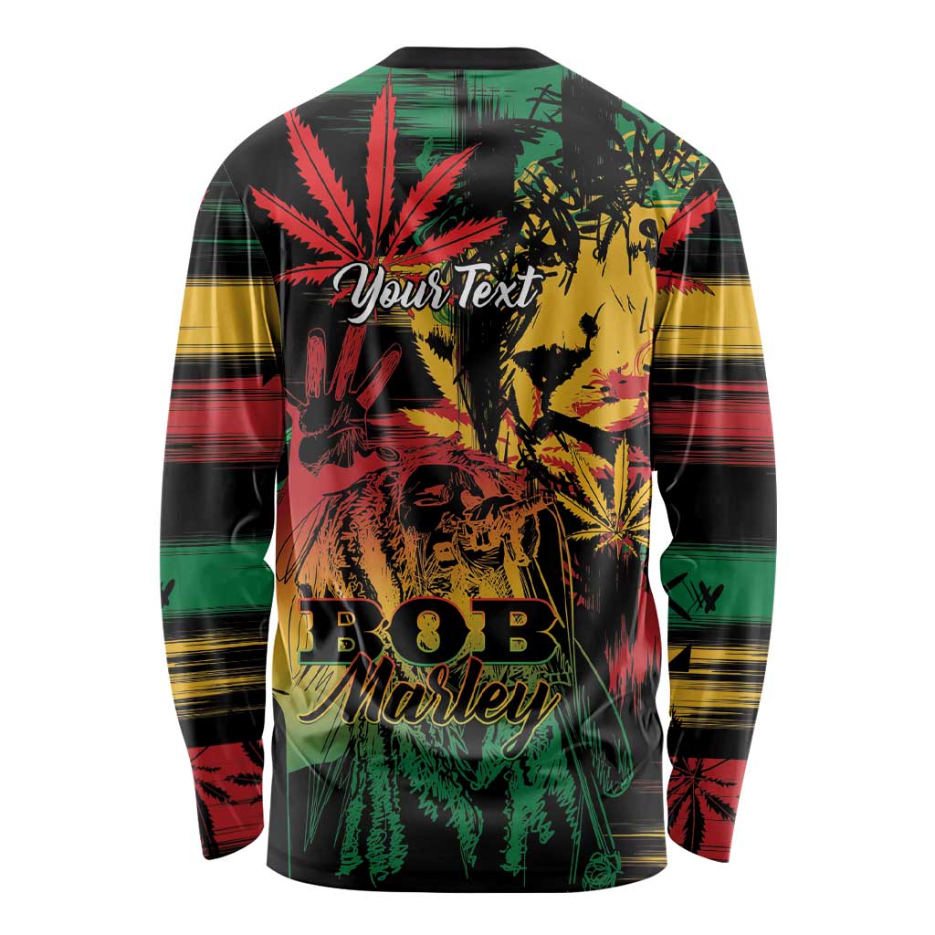 Personalized Reggae King Marley One Love Long Sleeve Shirt Rastafarian Lion Grunge