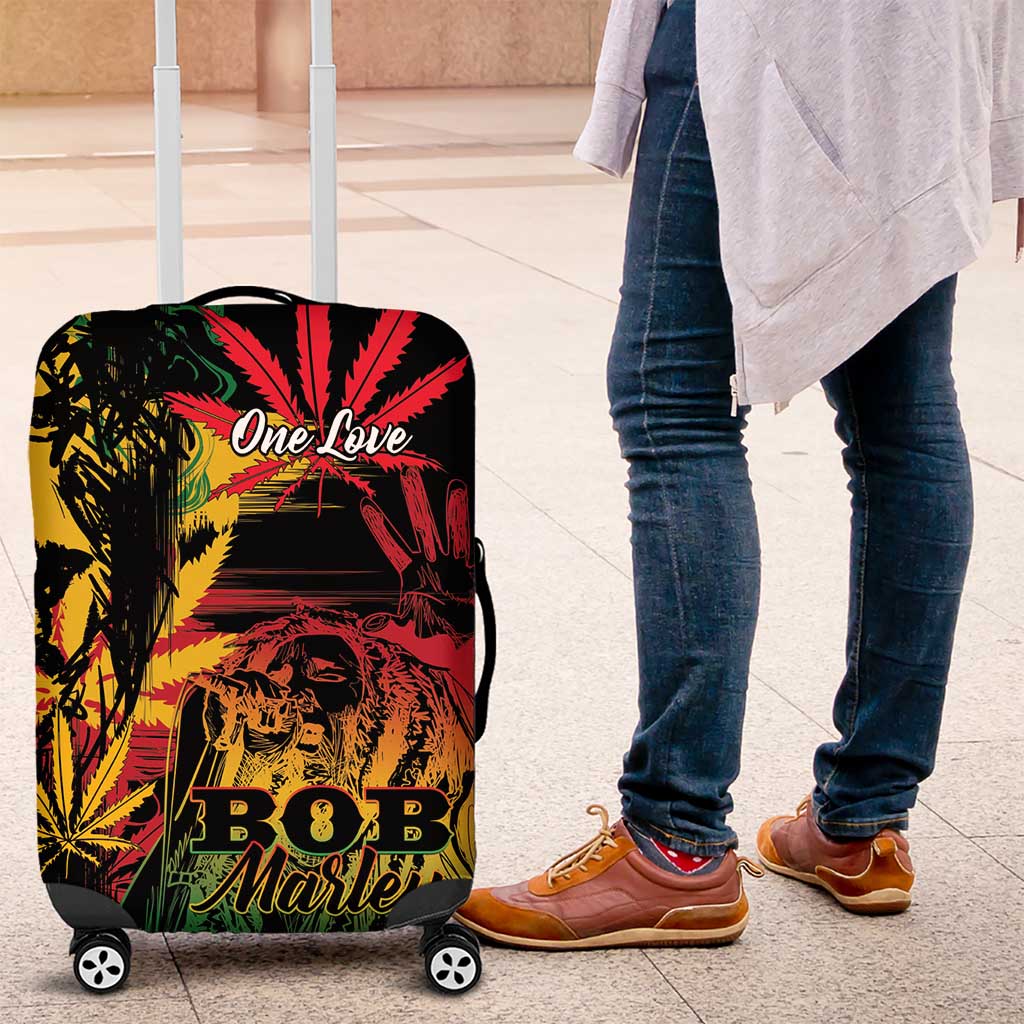 Reggae King Marley One Love Luggage Cover Rastafarian Lion Grunge