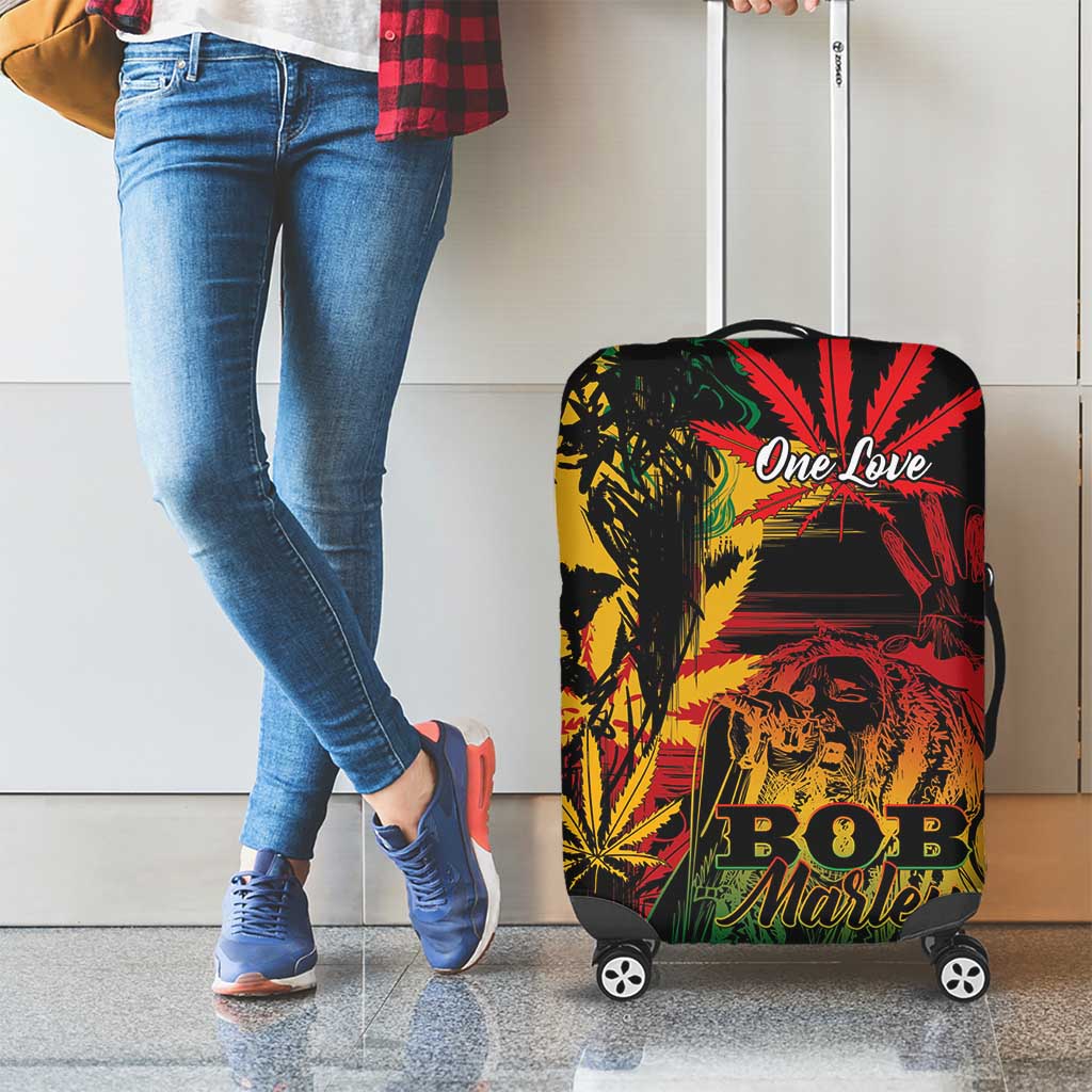 Reggae King Marley One Love Luggage Cover Rastafarian Lion Grunge