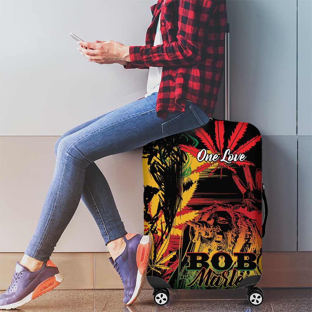 Reggae King Marley One Love Luggage Cover Rastafarian Lion Grunge