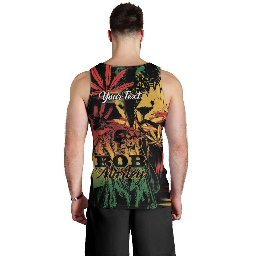 Personalized Reggae King Marley One Love Men Tank Top Rastafarian Lion Grunge