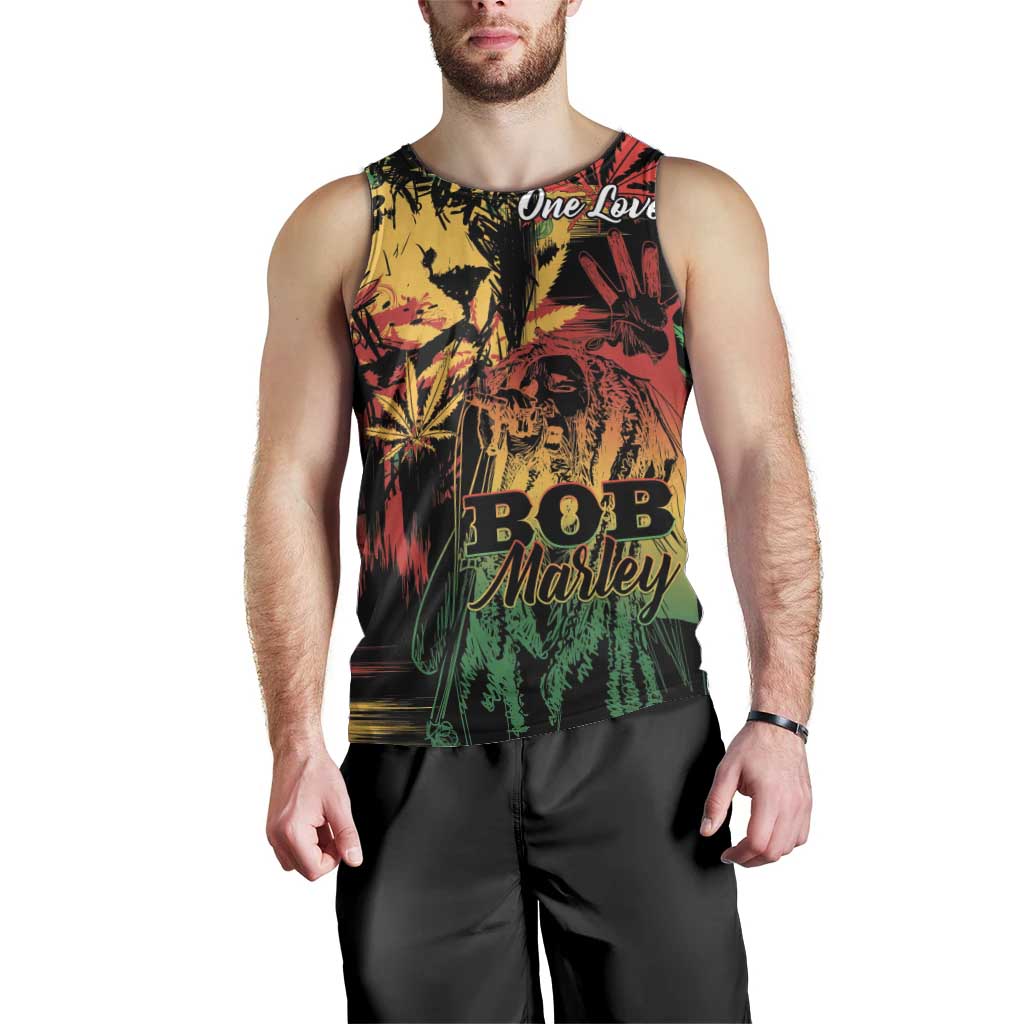 Personalized Reggae King Marley One Love Men Tank Top Rastafarian Lion Grunge