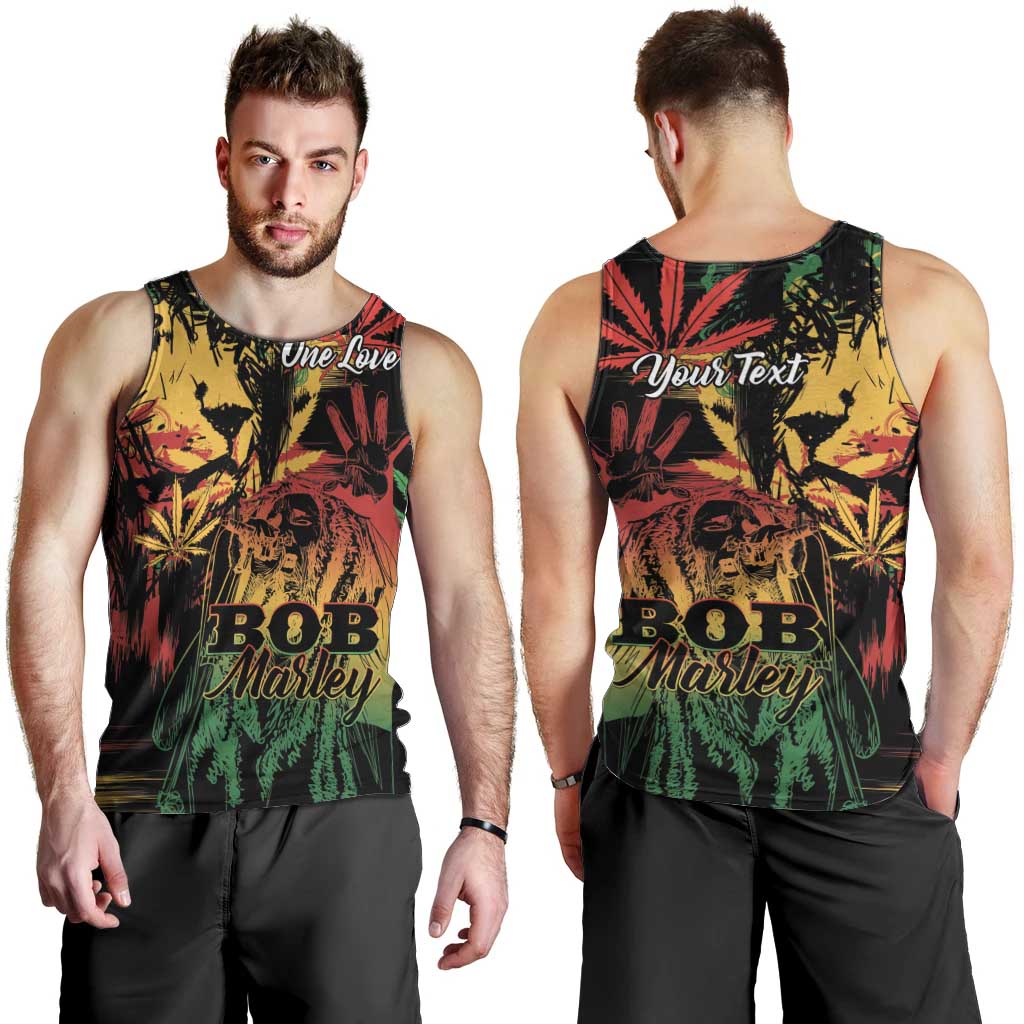 Personalized Reggae King Marley One Love Men Tank Top Rastafarian Lion Grunge