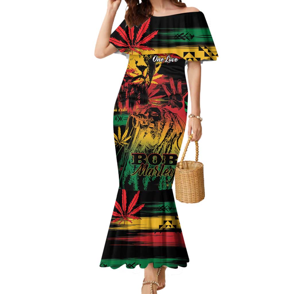 Personalized Reggae King Marley One Love Mermaid Dress Rastafarian Lion Grunge