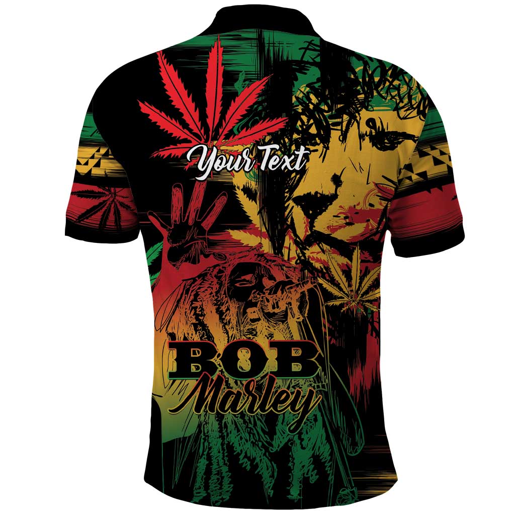 Personalized Reggae King Marley One Love Polo Shirt Rastafarian Lion Grunge