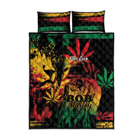 Reggae King Marley One Love Quilt Bed Set Rastafarian Lion Grunge - Wonder Print Shop