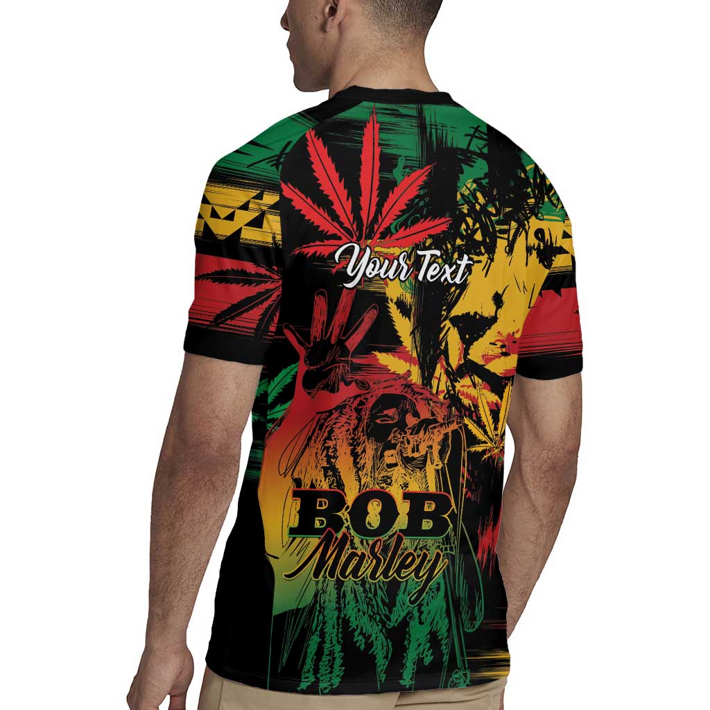 Personalized Reggae King Marley One Love Rugby Jersey Rastafarian Lion Grunge - Wonder Print Shop