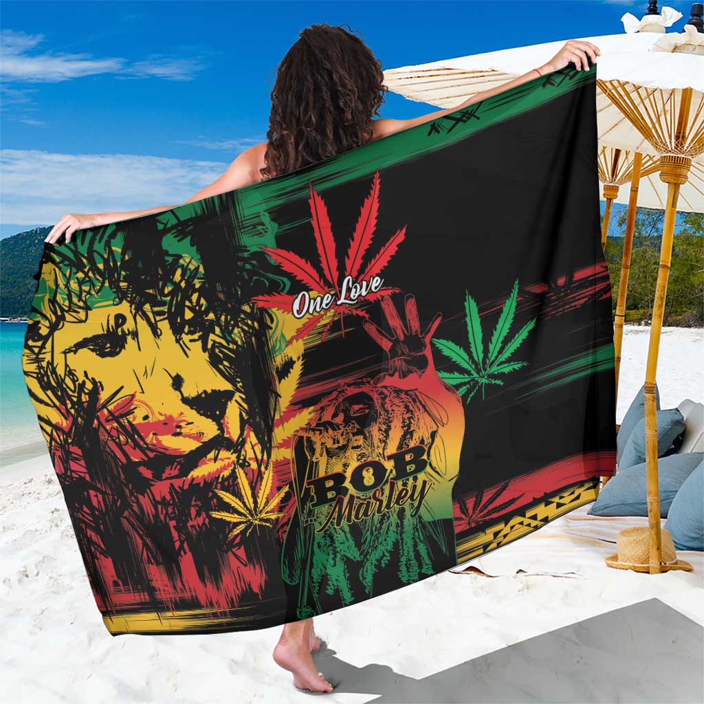 Reggae King Marley One Love Sarong Rastafarian Lion Grunge - Wonder Print Shop