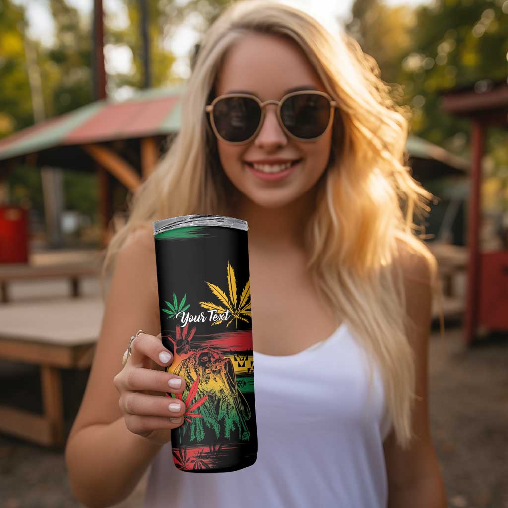 Personalized Reggae King Marley One Love Skinny Tumbler Rastafarian Lion Grunge - Wonder Print Shop