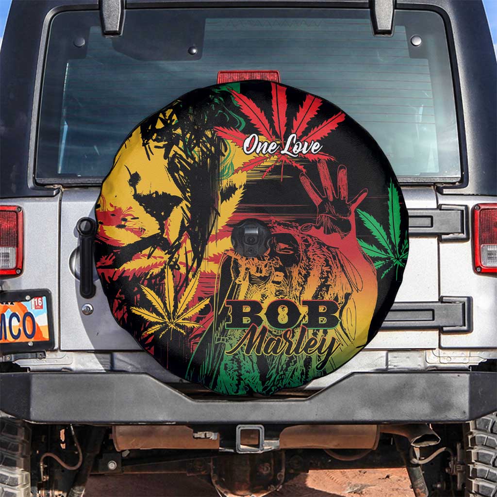 Reggae King Marley One Love Spare Tire Cover Rastafarian Lion Grunge - Wonder Print Shop