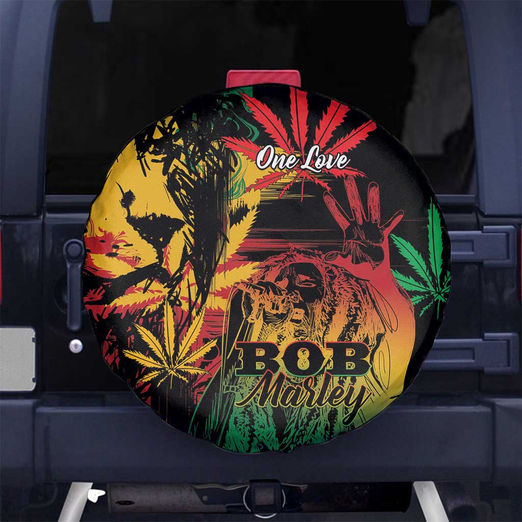 Reggae King Marley One Love Spare Tire Cover Rastafarian Lion Grunge - Wonder Print Shop