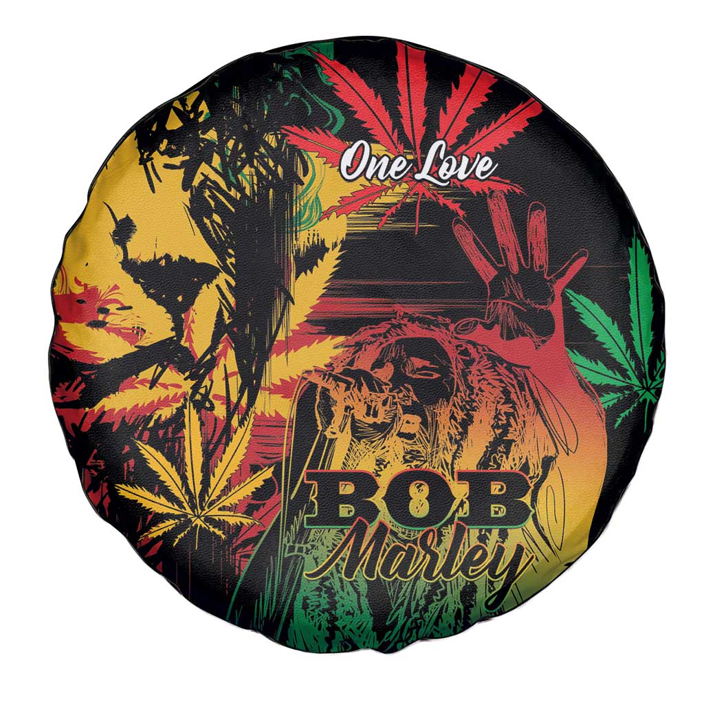 Reggae King Marley One Love Spare Tire Cover Rastafarian Lion Grunge - Wonder Print Shop
