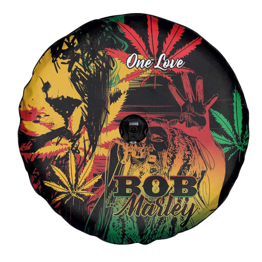 Reggae King Marley One Love Spare Tire Cover Rastafarian Lion Grunge - Wonder Print Shop