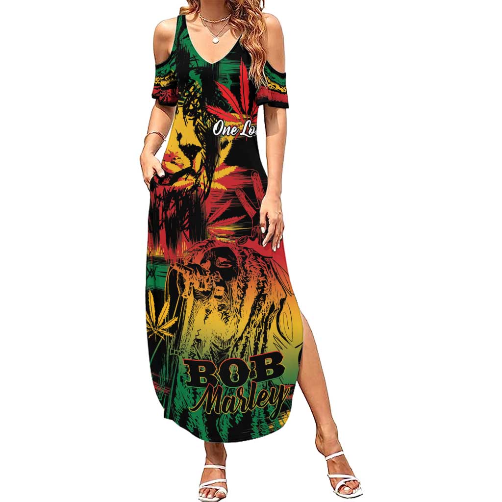 Personalized Reggae King Marley One Love Summer Maxi Dress Rastafarian Lion Grunge - Wonder Print Shop