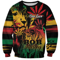 Personalized Reggae King Marley One Love Sweatshirt Rastafarian Lion Grunge - Wonder Print Shop
