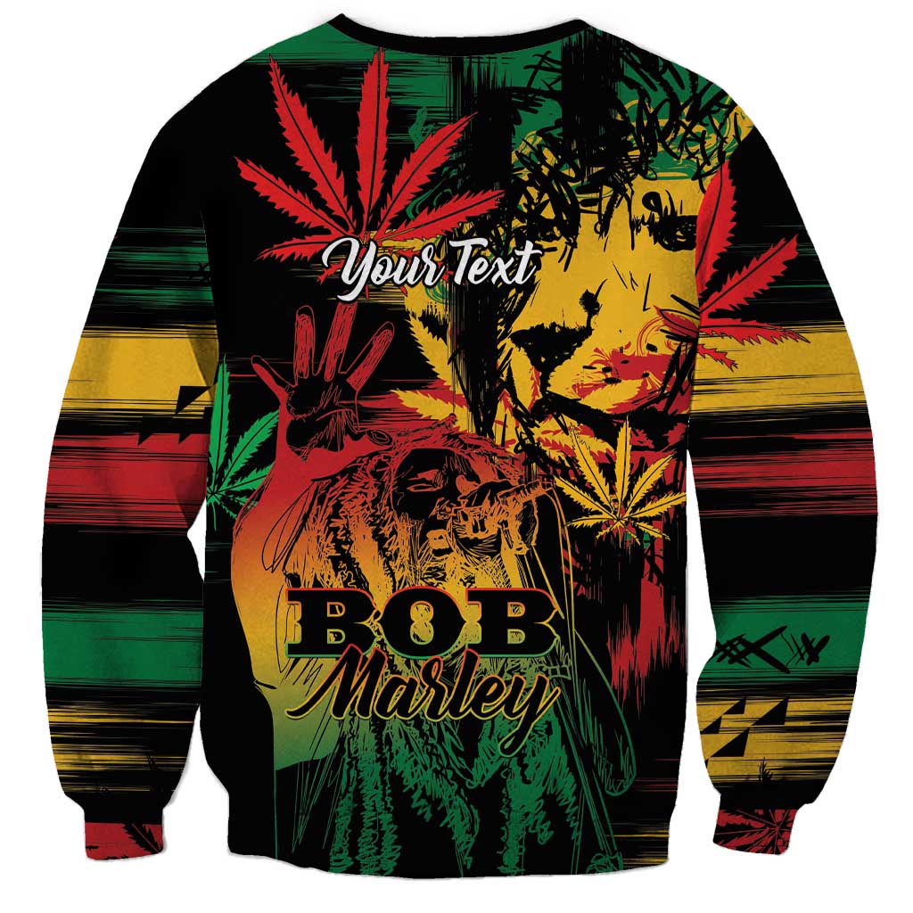 Personalized Reggae King Marley One Love Sweatshirt Rastafarian Lion Grunge - Wonder Print Shop