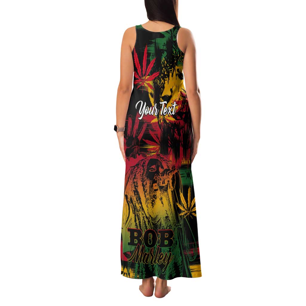 Personalized Reggae King Marley One Love Tank Maxi Dress Rastafarian Lion Grunge - Wonder Print Shop