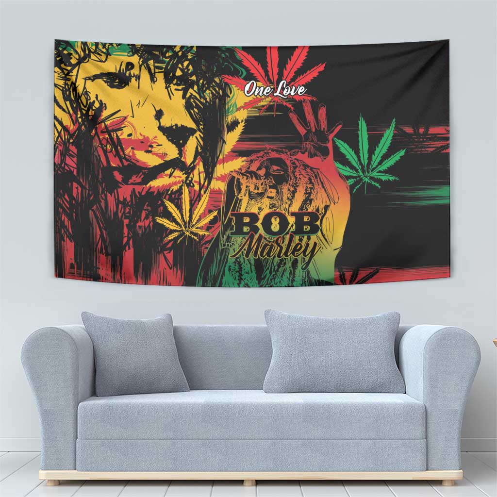 Reggae King Marley One Love Tapestry Rastafarian Lion Grunge - Wonder Print Shop