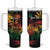 Personalized Reggae King Marley One Love Tumbler With Handle Rastafarian Lion Grunge - Wonder Print Shop