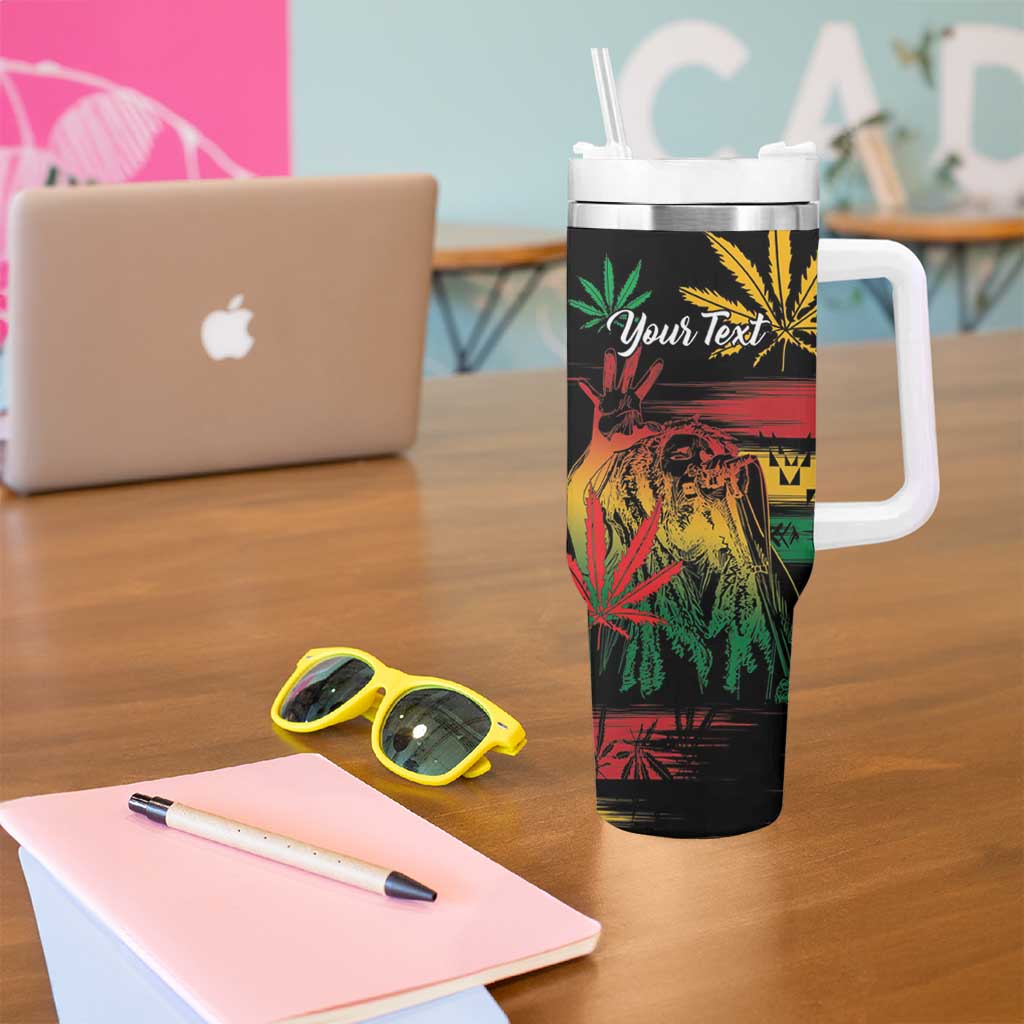 Personalized Reggae King Marley One Love Tumbler With Handle Rastafarian Lion Grunge - Wonder Print Shop