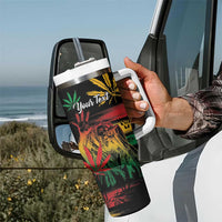 Personalized Reggae King Marley One Love Tumbler With Handle Rastafarian Lion Grunge - Wonder Print Shop