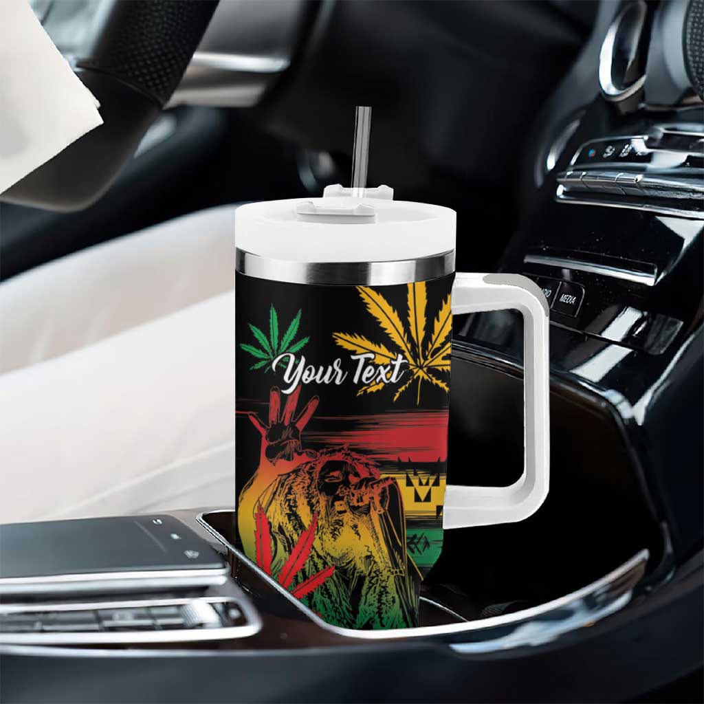 Personalized Reggae King Marley One Love Tumbler With Handle Rastafarian Lion Grunge - Wonder Print Shop