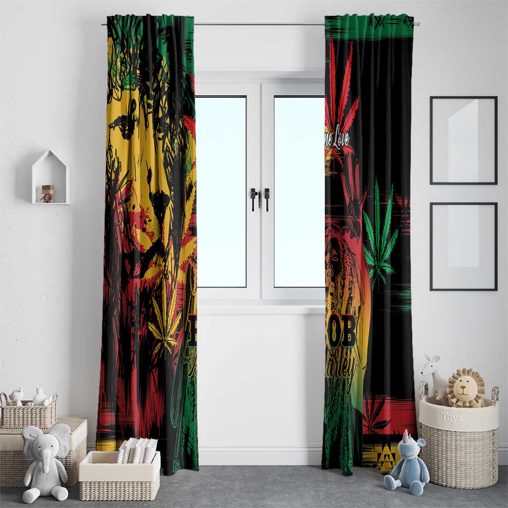 Reggae King Marley One Love Window Curtain Rastafarian Lion Grunge - Wonder Print Shop