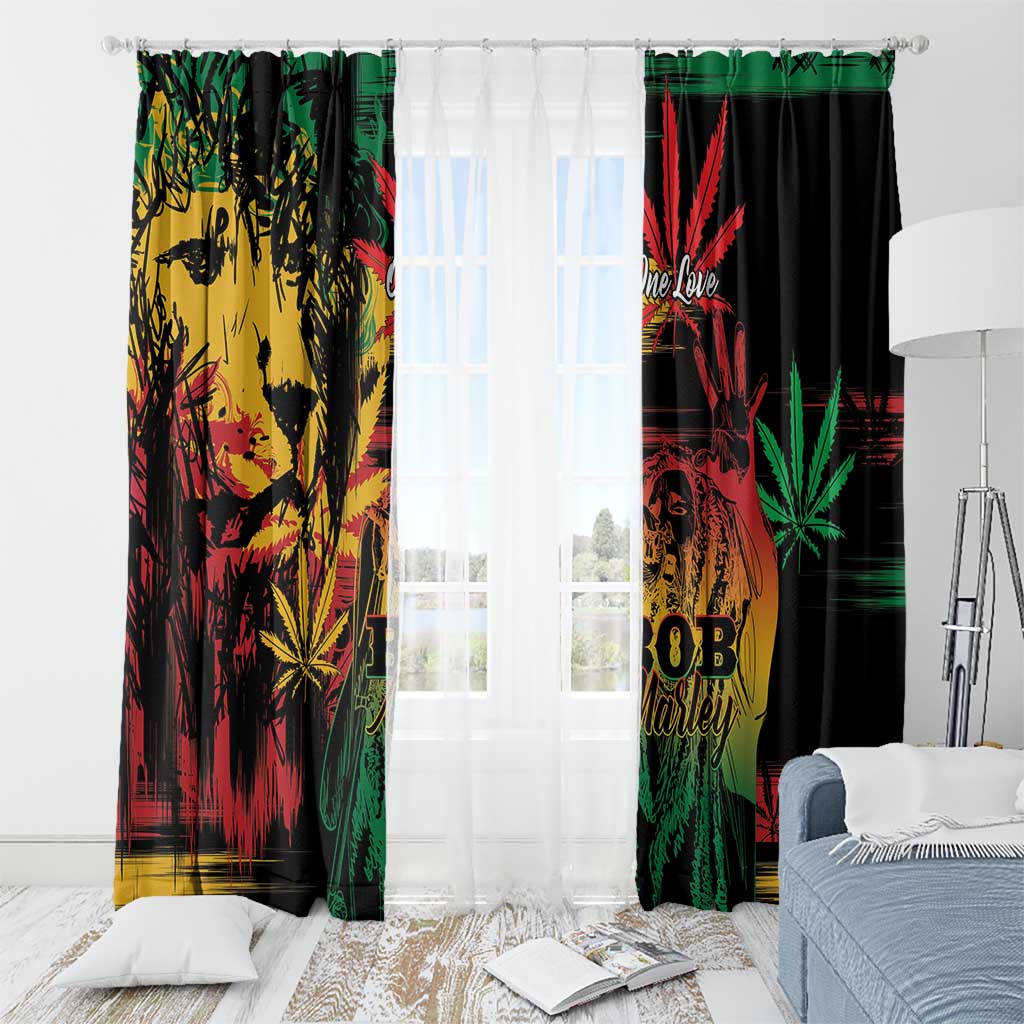 Reggae King Marley One Love Window Curtain Rastafarian Lion Grunge - Wonder Print Shop