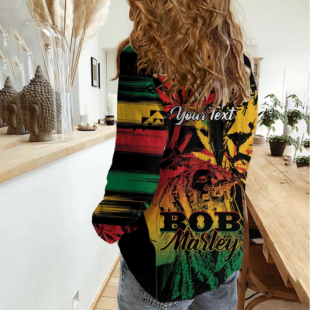 Personalized Reggae King Marley One Love Women Casual Shirt Rastafarian Lion Grunge - Wonder Print Shop