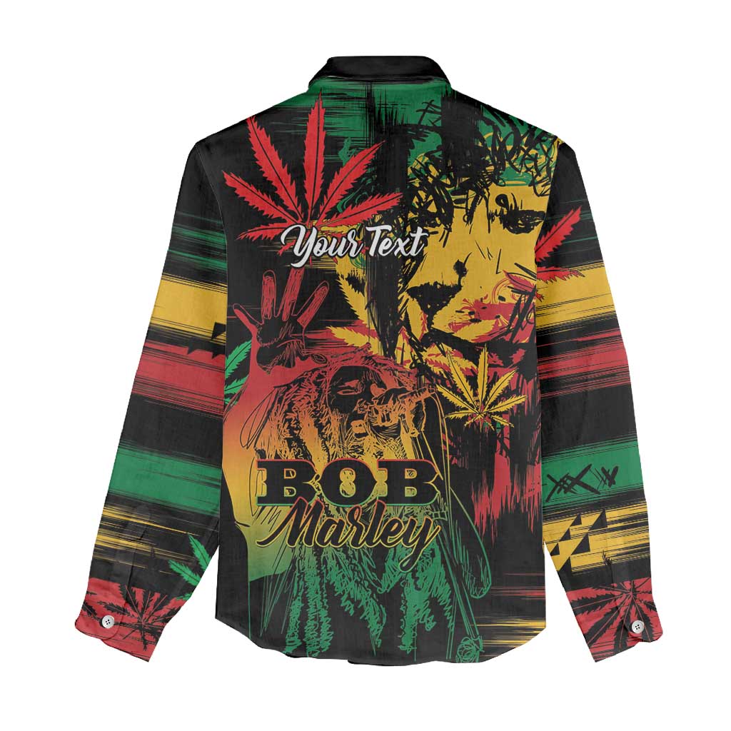 Personalized Reggae King Marley One Love Women Casual Shirt Rastafarian Lion Grunge - Wonder Print Shop