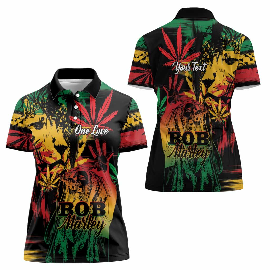 Personalized Reggae King Marley One Love Women Polo Shirt Rastafarian Lion Grunge - Wonder Print Shop